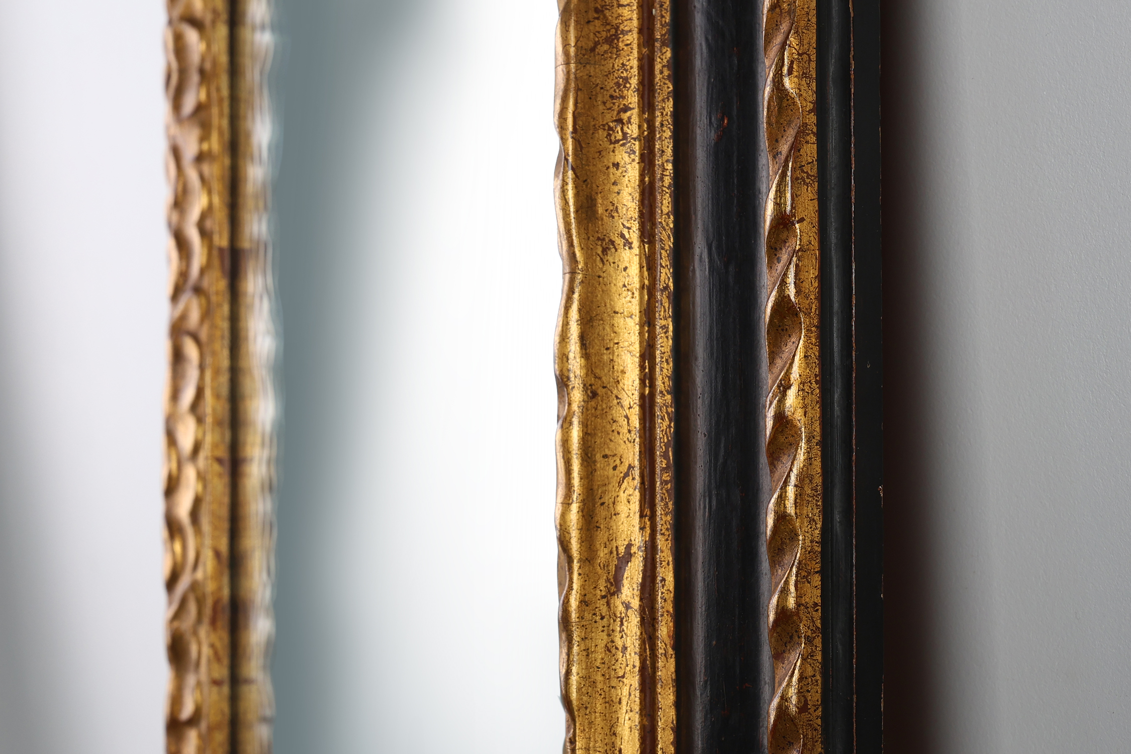 Carved Baroque Black and Giltwood Mirror, France 1850sthumbnail